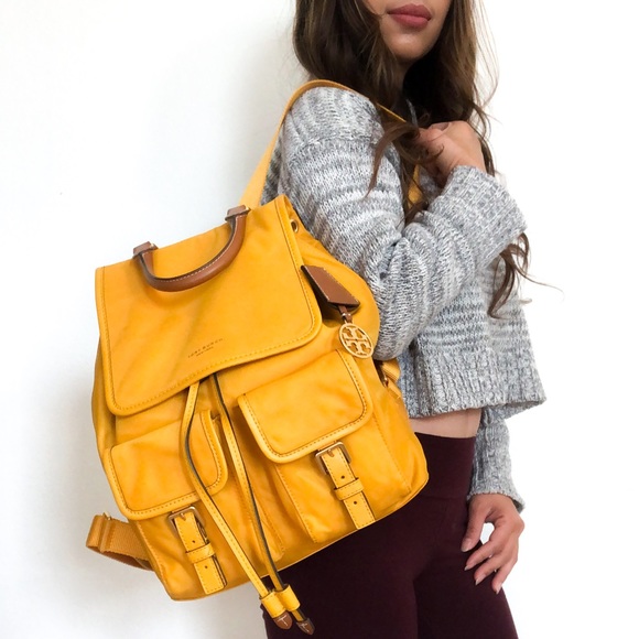 tory burch yellow backpack